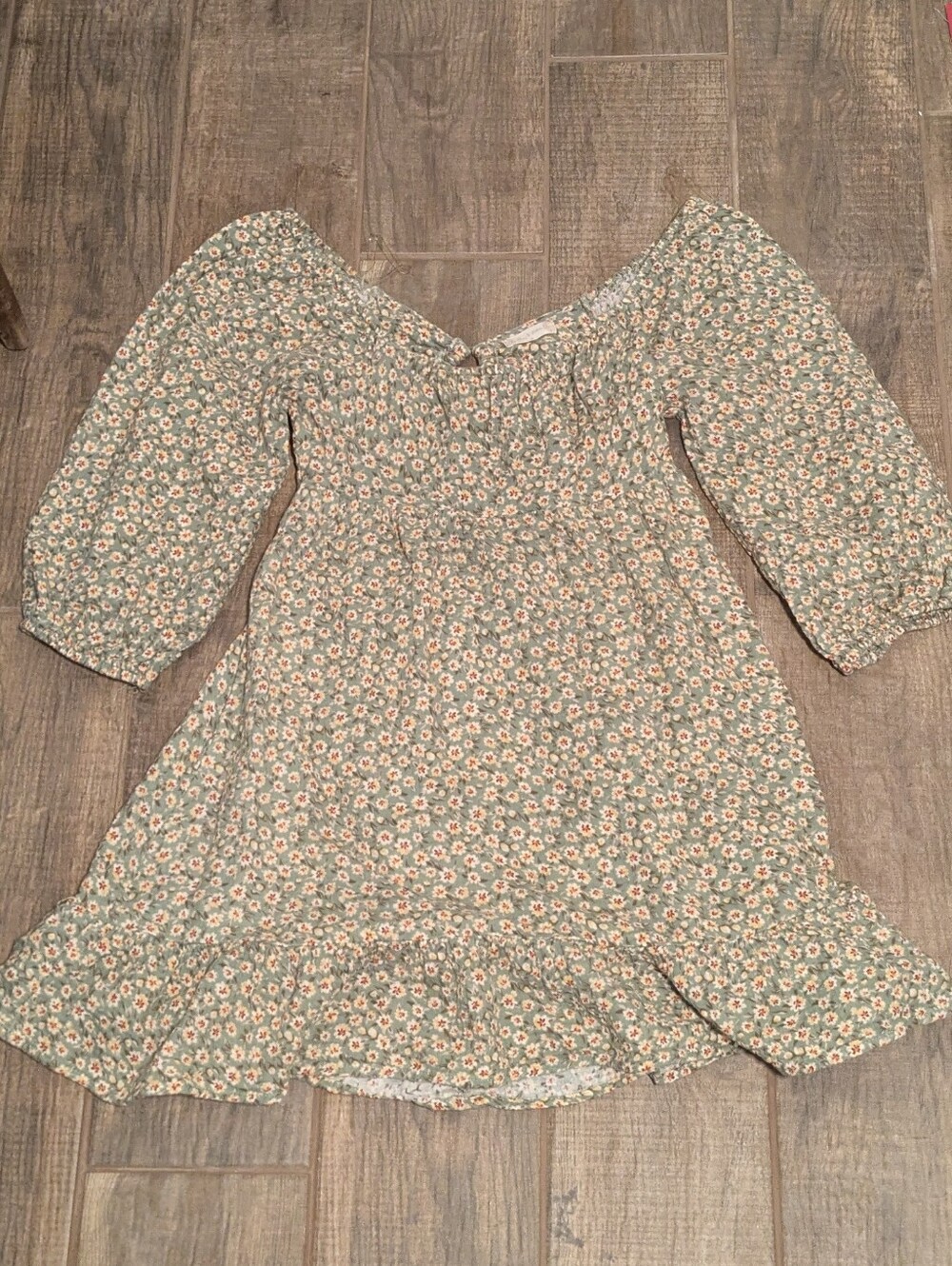 Green Floral Cottagecore Dress